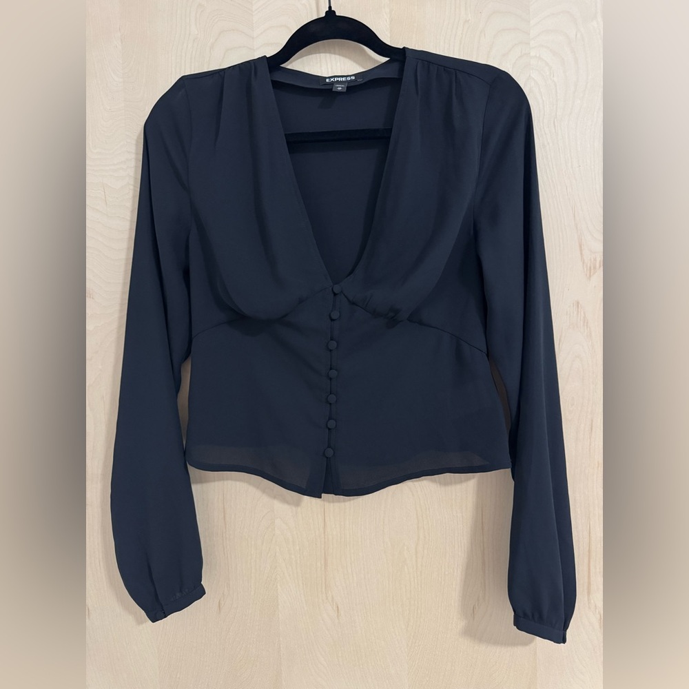 Express Black Button-Down Blouse - image 1